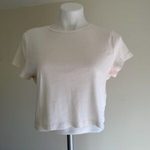 Divided White Ribbed Crop Top